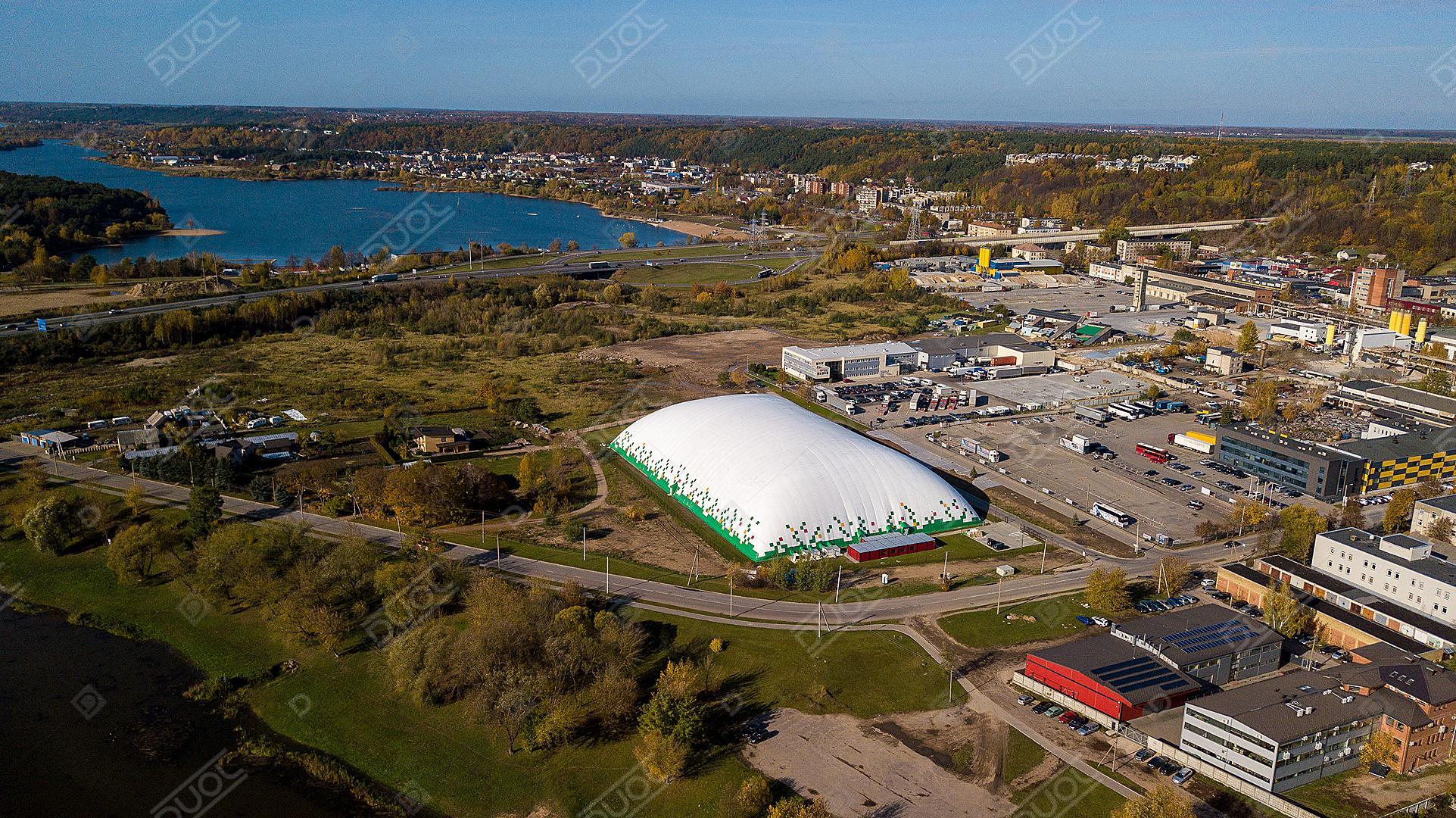DUOL has built a new huge size football air dome with a unique design. 